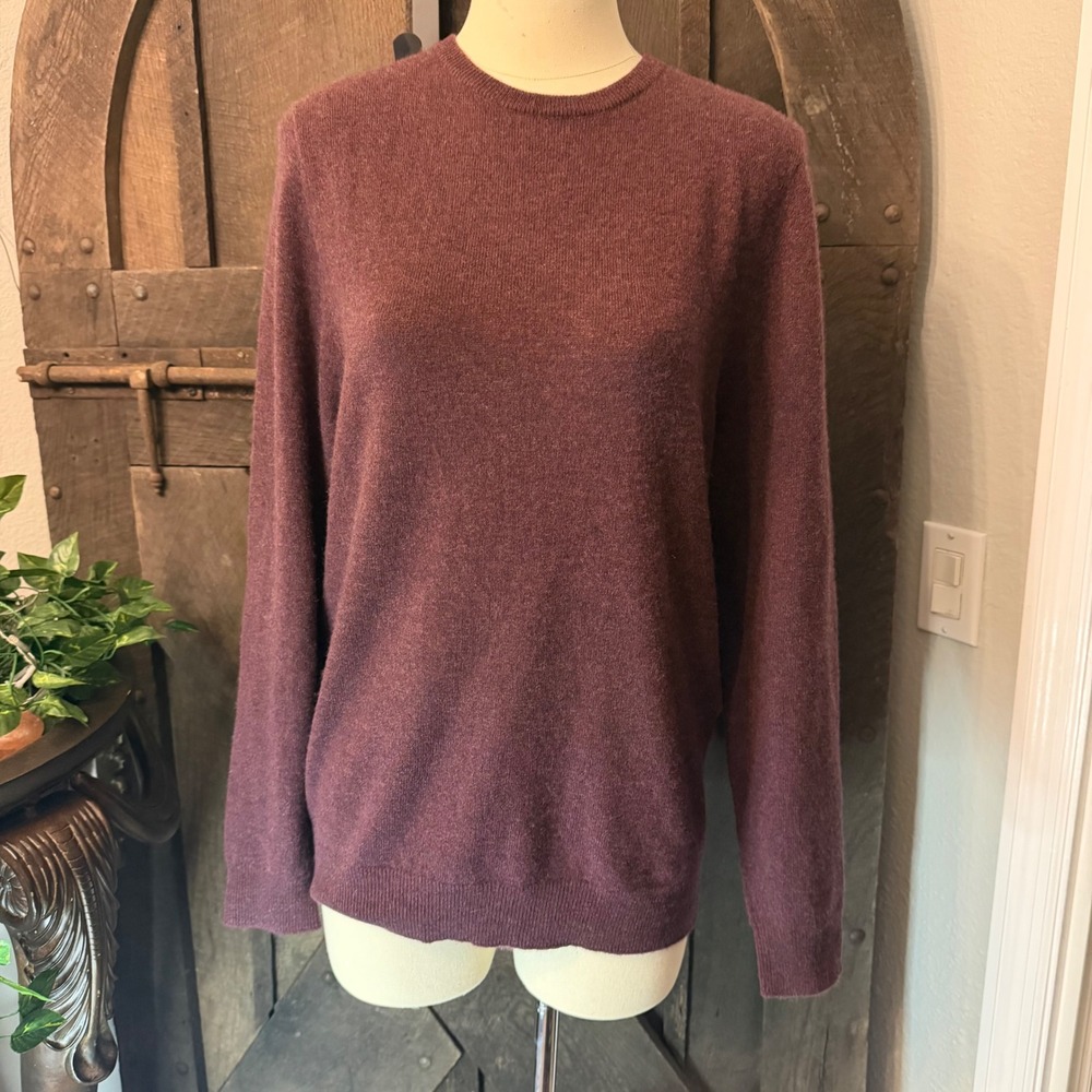 Nordstrom Crewneck Sweater S Burgundy Cashmere Knit Classic - Picture 3 of 3